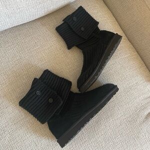 UGG Black Ankle Boots with Knit Cuff